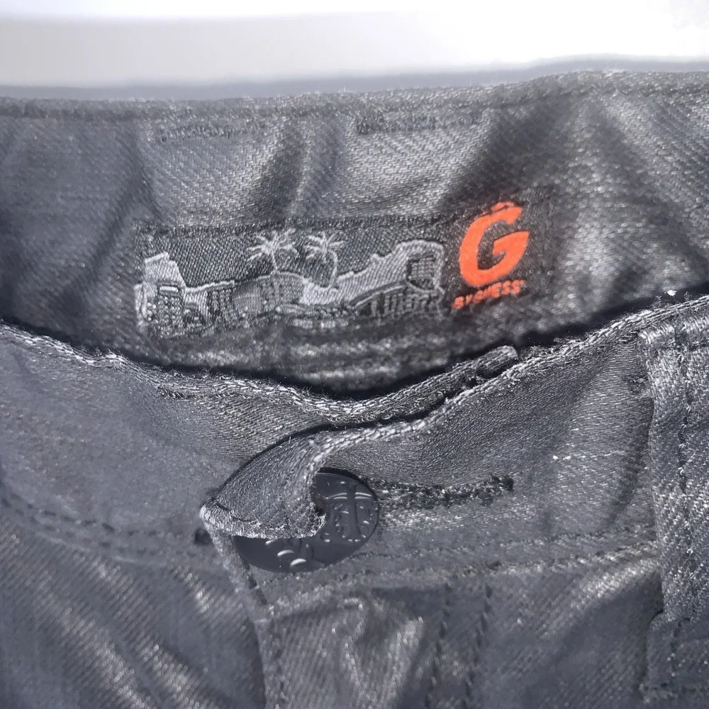 G By Guess Korbin Slim Fit Jeans Black Coated Denim Upscale Party Style 32x34